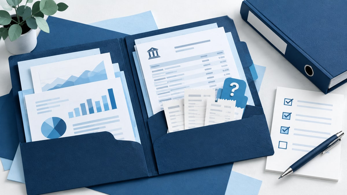 Organized bookkeeping reports and supporting records prepared for a CPA handoff.